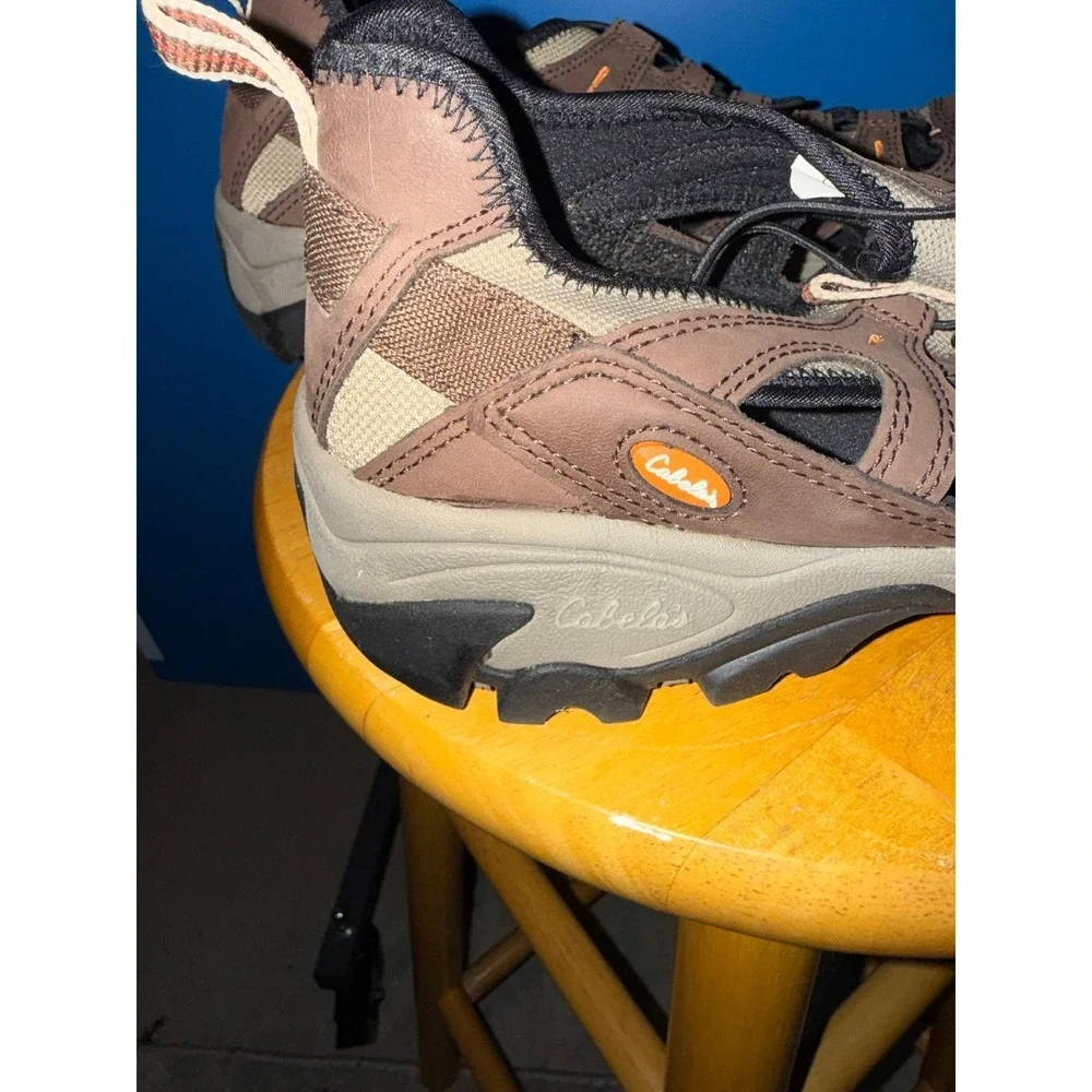 Cabelas Mens Brown Leather Mesh Hybrid Hiking Sandals Shoes 12M
